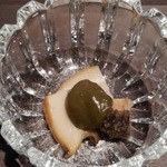 Sushi Dining Kugi - ⑦酒肴：蒸し鮑の肝がけ