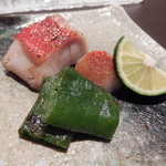 Sushi Dining Kugi - ⑧焼物：金目鯛と万願寺唐辛子