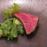 レストランディファランス - １０）イチボーのロースト、赤ワインのソース