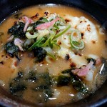 Ramen光鶏 - えびSOBAのスープをたっぷりかけた〆のチーズご飯ですぅ