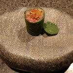 アニエルドール - カマス、こぼう、わさび、蕎麦の実(2皿目)