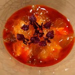 アニエルドール - 素麺、海老、パプリカ、トマト(1皿目)