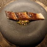 アニエルドール - カマス、こぼう、わさび、蕎麦の実(1皿目)