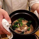 馬車道 大かわ - 金胡麻サワラじゃかこと菜の花のご飯
