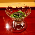 銀座 きた川 - 湯葉と芋のすり流しにジュレキャビアかけ