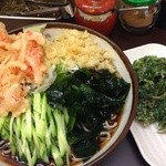 舟そば - 冷やしそば かき揚げ＆春菊天のトッピング！