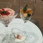 オールデイダイニング カリフォルニア - カペリーニ、サーモンマリネ、カリフラワームース