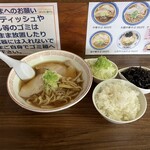 中華そば 琴の - 中華蕎麦太麺　麺半分　白飯　岩海苔　ネギ