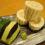 酒盃 たいこう - 泉州水茄子とお刺身とうもろこし