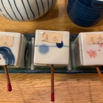 蓬莱屋 - 左から、フランス岩塩、藻塩、スリランカのピンク岩塩