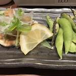 博多水炊き大和 - はかたじどり棒棒鶏、焼き枝豆