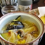 揚げ茄子のあんかけ　餡の蟹身はもちろん本物