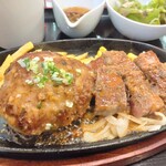 ビッグシェフ亭 マリンピア店 - サイコロステーキとハンバーグのレギュラーコンボ（1628円）