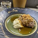 奈良 - 白子の肉巻き　生湯葉添え