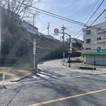 鎌田鳥山 - 千と千尋のタイトルバックのような京王線長沼駅近くの坂、その崖の上には家が立ち並んでいる
