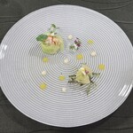 イタリア料亭 伊和桜 - 北海道帆立貝柱とズワイガニのタルターレ 根セロリと金柑のソース