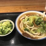 白須うどん - かけうどん並（500円）、キャベツ（50円）