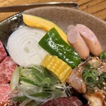 らっぱのやすべえ - 焼き野菜&ウインナー❗️