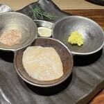 Tokyo Style Noodle ほたて日和 - 鰹塩、ディル、トリュフオイル、ワサビ、ホタテカルパッチョ