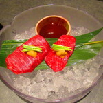 羊と饂飩 - 生しゃぶ雲丹醤油のアップ【２０２５年２月】