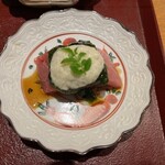 おかもと - マグロ青のり吉野 茄子煮 山芋 木の芽