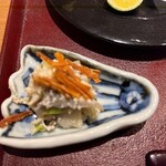 おかもと - うるい、まいたけ、針このこ、焼百合根、白酢和え