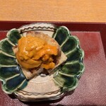 おかもと - 柳蓮田 蓮根揚げ焼き 生雲丹乗せ