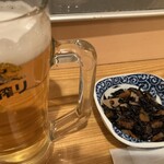 角屋 - 生ビール　ひじき