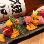 大衆割烹ＴＡＫＥＹＡ - 料理写真:雲丹の牛肉巻