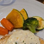 キッチン ブルー グローブ - 備え付け野菜のアップ