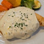 キッチン ブルー グローブ - 正面から、小さなオレンジピールが見える