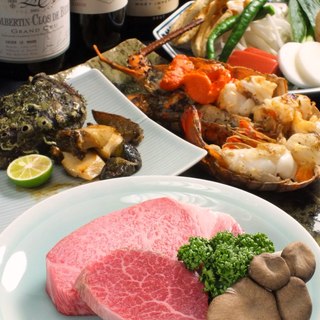 ステーキ、魚介類など豪華食材で大満足☆コース10000円～