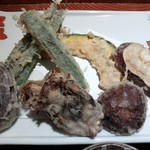 菊屋らん丸 - やさい天せいろ￥1480の野菜天ぷら７種（H26.7.4撮影）