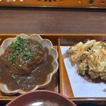 旬菜 さか田 - この日は 煮込みハンバーグと野菜かき揚げ