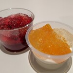 成城石井 - 料理写真:ベリーとザクロのジュレ、不知火の杏仁豆腐