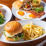 To B - American Breakfast with Vinegar Towel and Hamburger