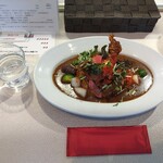 太陽カレー - エビフライと有機野菜のカレーと三元豚ロースカツトッピング