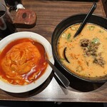 上海華龍 - 【2025.2.26(水)】ラーメンセット（担々麺＋天津飯）950円