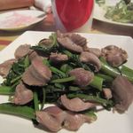 B級酒場まっちゃげ - 砂肝と空芯菜とアンチョビの炒め物（5時間飲み放題）2014/06