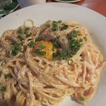 B級酒場まっちゃげ - カルボナーラ風パスタ（5時間飲み放題）2014/06