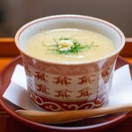 よし町 - 2025.2 白菜薄蒸し（白菜ペースト餡、高萩産天然イノシシ、ムキタケ、長葱）