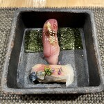 ぼちぼち - 特選寿司 愛媛 鯖、有明海苔ひっさげまぐろ