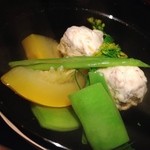 椀　鰺つみれ、オランダ豆、南瓜