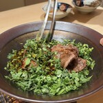 恵比寿 うしみつ - うしみつ焼きすき焼き～温玉、春菊～