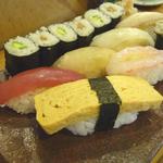 卵、白キスの酢じめ、スズキの昆布じめ