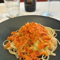 テストキッチンエイチ - パスタ:桜エビ、叩きエビ、黄ニラペペロンチーノ