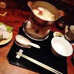 京 上賀茂 御料理秋山 - 伝助穴子と玉ねぎの小鍋