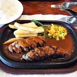 アルカサール - 炭焼ハンバーグ 200g とライス 全景