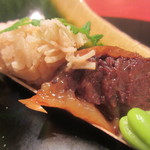 にくの匠 三芳 - ハラミの角煮と干し貝柱の竹の子御飯