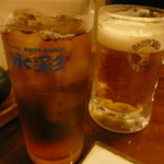企久太 - 生ビールとウーロン茶で乾杯
